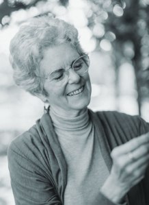 Looking at something smiling